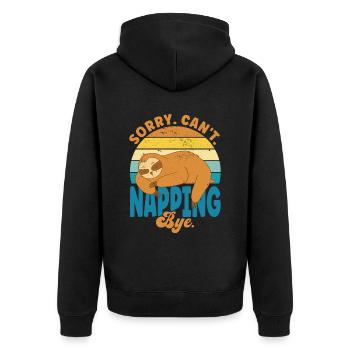 Sorry Can't Napping Bye - Unisex Premium Organic Zip Hoodie - black - Back - Nico (187cm)