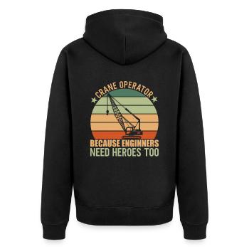 Crane Operator Kranführer - Unisex Premium Bio Zip Hoodie - Schwarz - Hinten - Nico (187cm)
