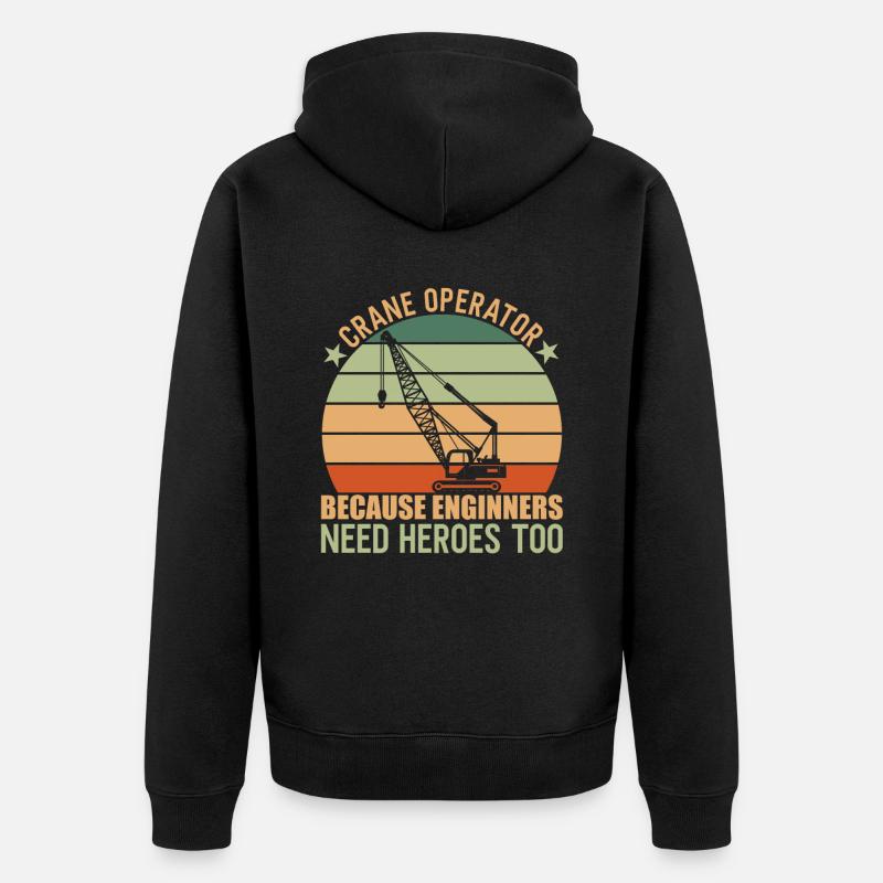 Crane Operator Kranführer - Unisex Premium Bio Zip Hoodie - Schwarz