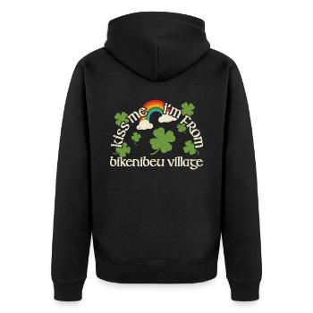 Küss mich - St. Patricks Day Bikenibeu Village - Unisex Premium Bio Zip Hoodie - Schwarz - Hinten - Nico (187cm)