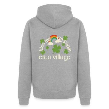 Küss mich - St. Patricks Day Eita Village - Unisex Premium Bio Zip Hoodie - Grau meliert - Hinten - Nico (187cm)