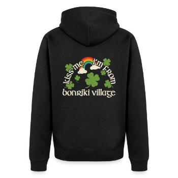 Küss mich - St. Patricks Day Bonriki Village - Unisex Premium Bio Zip Hoodie - Schwarz - Hinten - Nico (187cm)