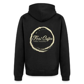 Kaffee Kaffetrinker Büro Kaffeeliebhaber - Unisex Premium Bio Zip Hoodie - Schwarz - Hinten - Nico (187cm)