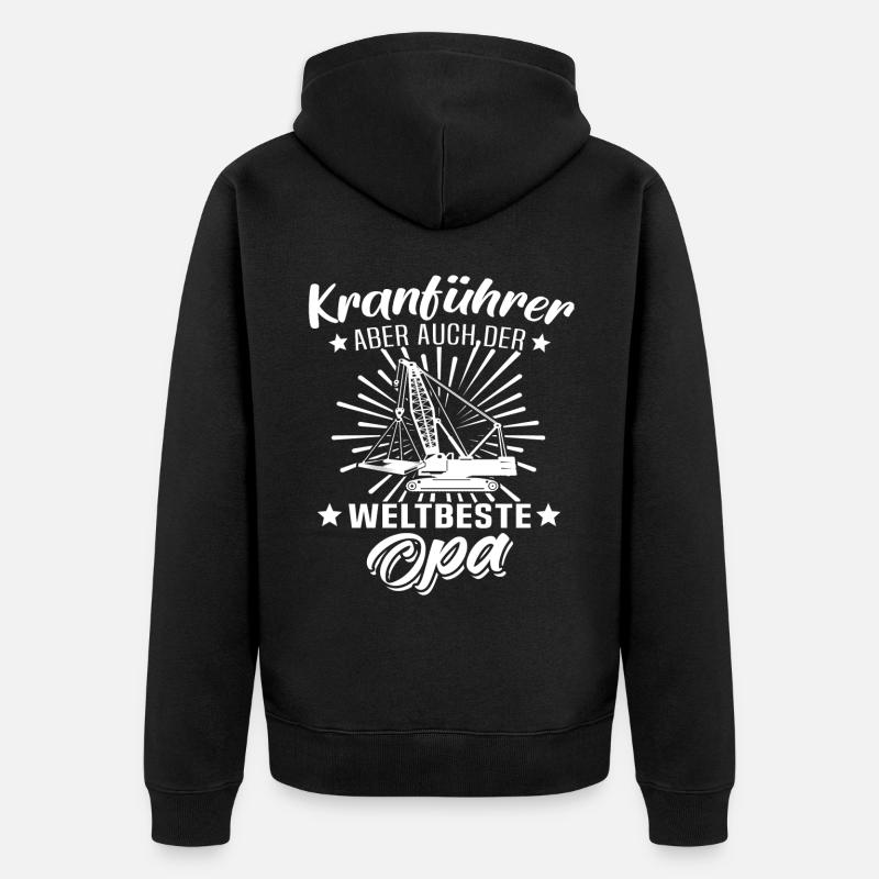Kranführer Opa Kranfahrer - Unisex Premium Bio Zip Hoodie - Schwarz