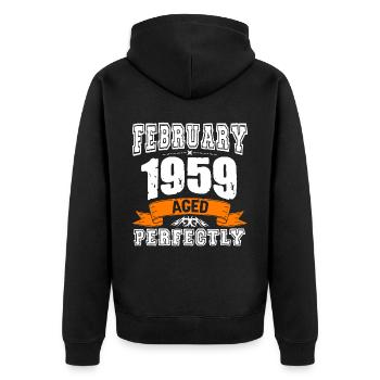 Cadeau d'anniversaire vintage de janvier 1959 - Veste à capuche bio Premium Unisexe - noir - Dos - Nico (187cm)