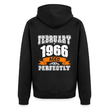 Cadeau d'anniversaire vintage de janvier 1966 - Veste à capuche bio Premium Unisexe - noir - Dos - Nico (187cm)