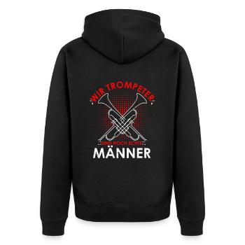 Trompete Liebhaber Orchester Keine Ruhe Geschenk M - Unisex Premium Bio Zip Hoodie - Schwarz - Hinten - Nico (187cm)