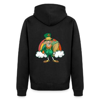 Irland Irisch Kobold St Patricks Day Lustig - Unisex Premium Bio Zip Hoodie - Schwarz - Hinten - Nico (187cm)