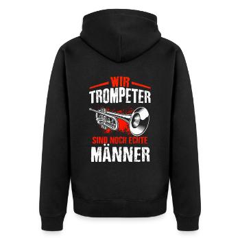 Trompete Liebhaber Orchester Keine Ruhe Geschenk M - Unisex Premium Bio Zip Hoodie - Schwarz - Hinten - Nico (187cm)
