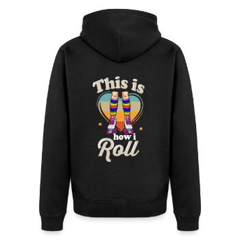 Inline Skate Gift Rollskates Roller 70s - Unisex Premium Organic Zip Hoodie - black - Back - Nico (187cm)