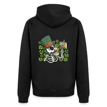 Skeleton Leprechaun Clover Beer Mug - St - Unisex Premium Organic Zip Hoodie - black - Back - Nico (187cm)