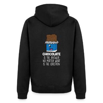 Chocolate Lover Chocolate Milk Chocolate Bars - Unisex Premium Organic Zip Hoodie - black - Back - Nico (187cm)