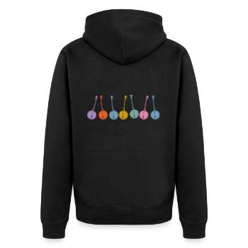 Banjo Shirts For Men Bluegrass Appalachia Folk - Unisex Premium Organic Zip Hoodie - black - Back - Nico (187cm)