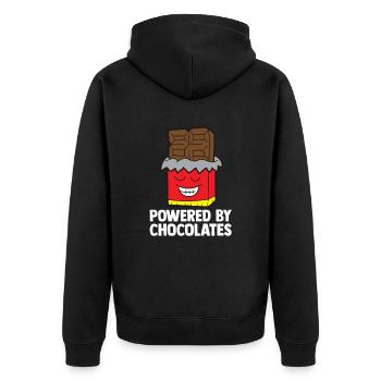 Chocolate Lover Chocolate Milk Chocolate Bars - Unisex Premium Organic Zip Hoodie - black - Back - Nico (187cm)