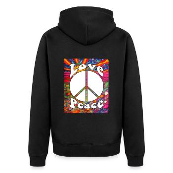 Hippie Tshirt Peace Movement Woodstock Boho Groove - Unisex Premium Organic Zip Hoodie - black - Back - Nico (187cm)