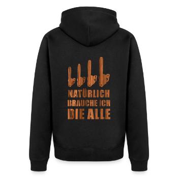 Holz Geschenke Chainsaw Kettensäge Waldarbeiter - Unisex Premium Bio Zip Hoodie - Schwarz - Hinten - Nico (187cm)