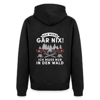 Holz Geschenke Chainsaw Kettensäge Waldarbeiter - Unisex Premium Bio Zip Hoodie - Schwarz - Hinten - Nico (187cm)