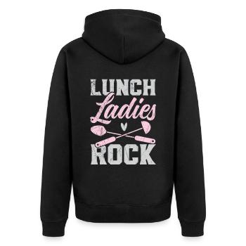 Lunch Ladies Rock Cafeteria Worker Cook Lunch Lady - Unisex Premium Bio Zip Hoodie - Schwarz - Hinten - Nico (187cm)