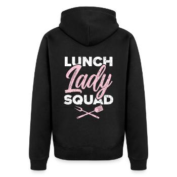 Cafeteria Worker Dinner Lady Cook Lunch Lady Squad - Unisex Premium Bio Zip Hoodie - Schwarz - Hinten - Nico (187cm)