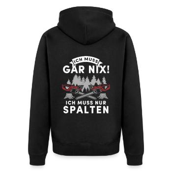 Holz Geschenke Chainsaw Kettensäge Waldarbeiter - Unisex Premium Bio Zip Hoodie - Schwarz - Hinten - Nico (187cm)