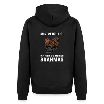 Brahma Hühner I Chicken Geflügel Motiv für - Unisex Premium Bio Zip Hoodie - Schwarz - Hinten - Nico (187cm)