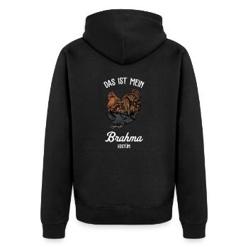 Brahma Hühner I Chicken Geflügel Motiv für - Unisex Premium Bio Zip Hoodie - Schwarz - Hinten - Nico (187cm)