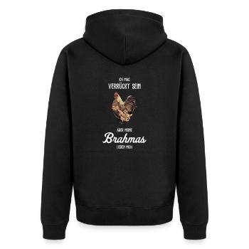 Brahma Hühner I Chicken Geflügel Motiv für - Unisex Premium Bio Zip Hoodie - Schwarz - Hinten - Nico (187cm)