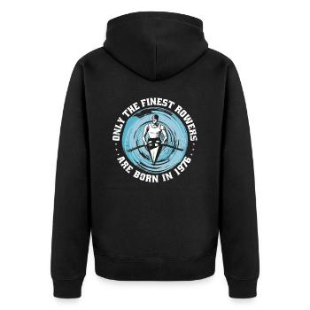 Kanus-Rudern Kanuten Ruderer Jahrgang 1976 - Unisex Premium Bio Zip Hoodie - Schwarz - Hinten - Nico (187cm)