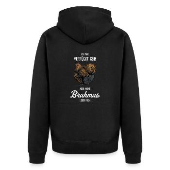 Brahma Hühner I Chicken Geflügel Motiv für - Unisex Premium Bio Zip Hoodie - Schwarz - Hinten - Nico (187cm)