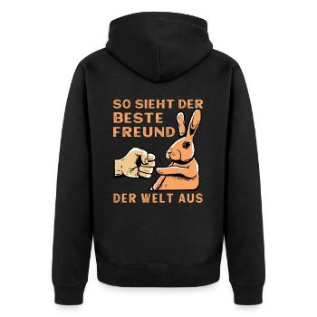 So sieht der beste Freund der Welt aus - Unisex Premium Bio Zip Hoodie - Schwarz - Hinten - Nico (187cm)