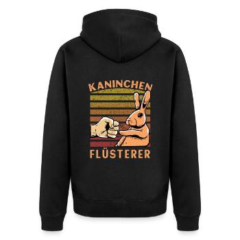 Kaninchen Flüsterer - Unisex Premium Bio Zip Hoodie - Schwarz - Hinten - Nico (187cm)