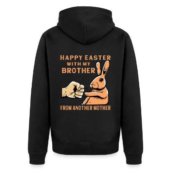 Happy Easter with my brother from another mother - Unisex Premium Bio Zip Hoodie - Schwarz - Hinten - Nico (187cm)