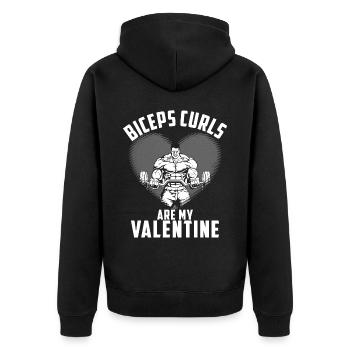 Biceps Curls Are My Valentine - Unisex Premium Bio Zip Hoodie - Schwarz - Hinten - Nico (187cm)