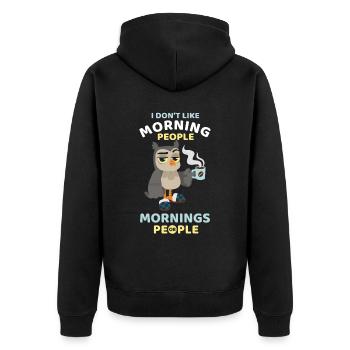 Coffee-addicted owl - Unisex Premium Organic Zip Hoodie - black - Back - Nico (187cm)