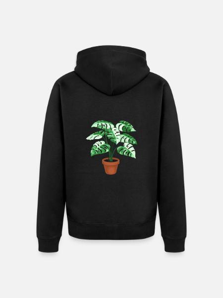 Variegated Monstera - Unisex Premium Organic Zip Hoodie - black