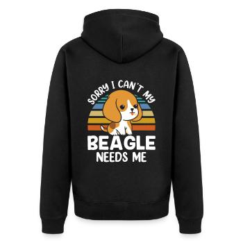 Can't my beagle needs me dog beagles - Unisex Premium Organic Zip Hoodie - black - Back - Nico (187cm)