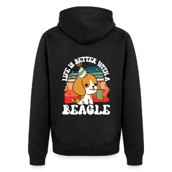 Das Leben Ist Besser Mit Einem Beagle Beagles - Unisex Premium Bio Zip Hoodie - Schwarz - Hinten - Nico (187cm)