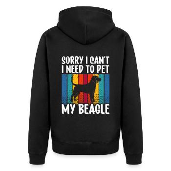 Kann Nicht Ich Muss Meinen Beagle Streicheln Hund - Unisex Premium Bio Zip Hoodie - Schwarz - Hinten - Nico (187cm)