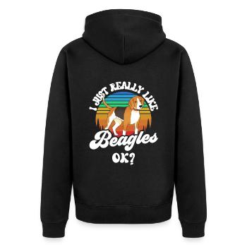 Ich Mag Beagles Einfach Sehr Ok Hund Welpe Beagle - Unisex Premium Bio Zip Hoodie - Schwarz - Hinten - Nico (187cm)