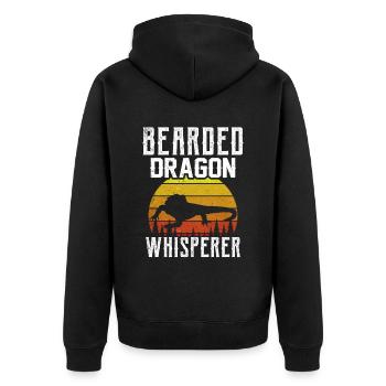 Bartagamen Flüsterer Tier Bearded Dragon Haustier - Unisex Premium Bio Zip Hoodie - Schwarz - Hinten - Nico (187cm)