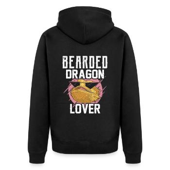 Bartagamen Liebhaber Tier Bearded Dragon Haustier - Unisex Premium Bio Zip Hoodie - Schwarz - Hinten - Nico (187cm)