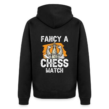 Lust Auf Ein Schachspiel Schach Schachspieler - Unisex Premium Bio Zip Hoodie - Schwarz - Hinten - Nico (187cm)