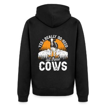 Oui j’ai vraiment besoin de toutes ces vaches vaches animaux - Veste à capuche bio Premium Unisexe - noir - Dos - Nico (187cm)