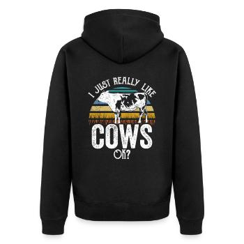 J’aime beaucoup les vaches laitières ferme - Veste à capuche bio Premium Unisexe - noir - Dos - Nico (187cm)