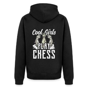 Coole Mädchen Spielen Schach Schachspieler - Unisex Premium Bio Zip Hoodie - Schwarz - Hinten - Nico (187cm)