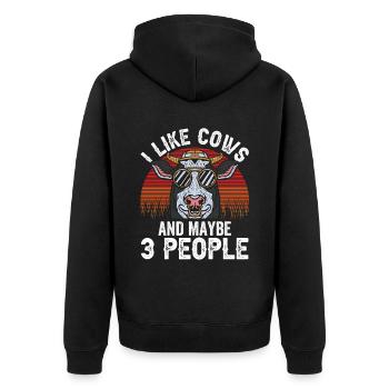 J’aime les vaches et peut-être 3 personnes vaches animaux - Veste à capuche bio Premium Unisexe - noir - Dos - Nico (187cm)
