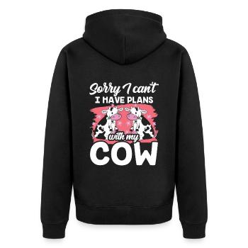 Can't I have plans with my cow animals - Unisex Premium Organic Zip Hoodie - black - Back - Nico (187cm)