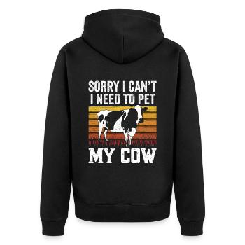 Can't I have to pet my cow animals - Unisex Premium Organic Zip Hoodie - black - Back - Nico (187cm)