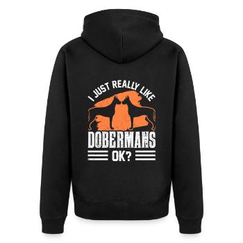 I like Dobermans just very much dogs Doberman - Unisex Premium Organic Zip Hoodie - black - Back - Nico (187cm)
