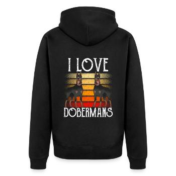 Ich Liebe Dobermänner Hunde Dobermann Doberman - Unisex Premium Bio Zip Hoodie - Schwarz - Hinten - Nico (187cm)